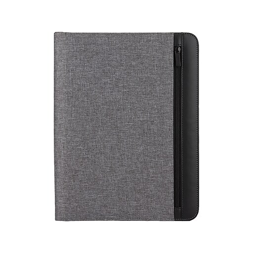 Bond Street Faux Leather Padfolio with Zipper Closure, Gray (WRC1503BS