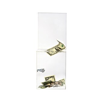 AdirOffice Locking Acrylic Suggestion/Donation Box, Clear, 2/Pack (637-04-CLR-2)
