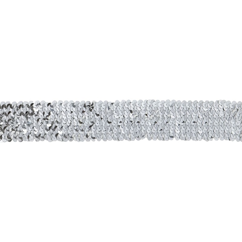 Stretch Sequin Trim 1-3/4"X10yd-Silver image 1