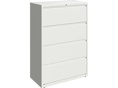 Hirsh HL10000 Series 4-Drawer Lateral File Cabinet, Locking, Letter/Legal, White, 36" (23702)
