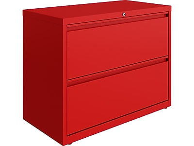 Hirsh HL10000 Series 2-Drawer Lateral File Cabinet, Locking, Letter/Legal, Lava Red, 36" (24249)