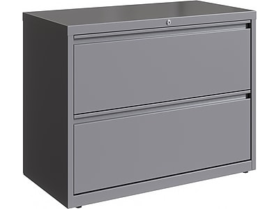 Hirsh HL10000 Series 2-Drawer Lateral File Cabinet, Locking, Letter/Legal, Arctic Silver, 36" (23744)