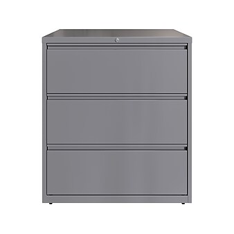Hirsh HL10000 Series 3-Drawer Lateral File Cabinet, Locking, Letter/Legal, Arctic Silver, 36" (23745)