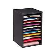 AdirOffice 11-Compartment Wooden Vertical Literature Organizer Desktop File Sorter, Black (500-11-BLK)