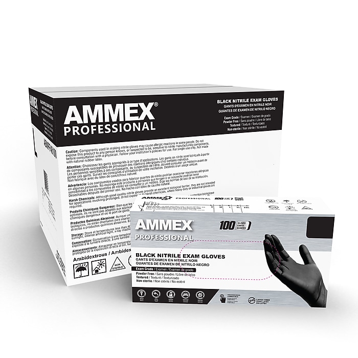 Ammex Professional Series Powder Free Nitrile Exam Gloves, Latex