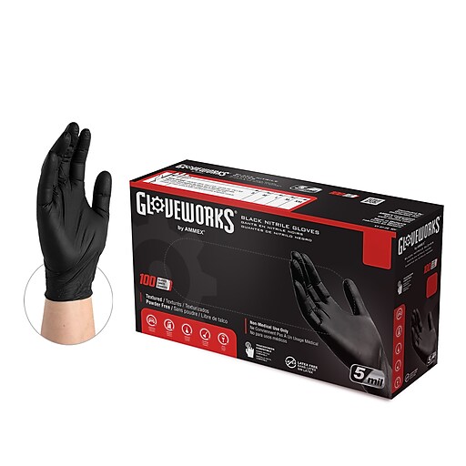 100 Pack Black Gloves Nitrile   Heavy Duty Durable Extra Large 