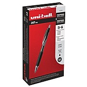 uni-ball 207 RT Retractable Gel Pens, Micro Point, Black Ink, Dozen (61255)
