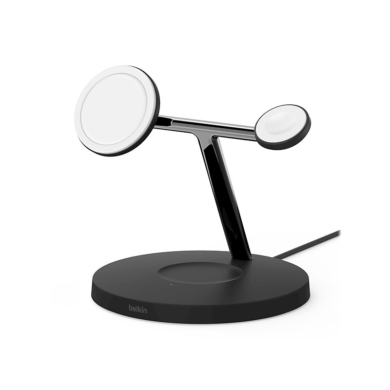 Belkin BOOST CHARGE PRO 3-in-1 Wireless Charger with MagSafe for iPhone 12, Black (WIZ009ttBK) image 1