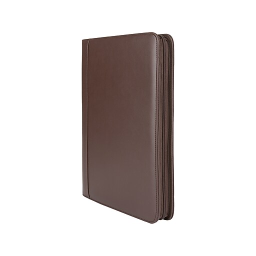 Bond Street Faux Leather Padfolio with Zipper Closure, Brown (WRC5043BS