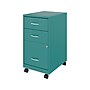 Space Solutions 3-Drawer Mobile Vertical File Cabinet, Letter Size, Lockable, 26.7"H x 14.25"W x 18"D, Teal (24431)~#|#~sp126688819_sc7