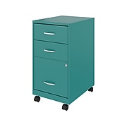 Space Solutions 3-Drawer Vertical File Cabinet, Mobile, Letter, Teal, 18" (24431)