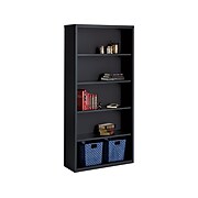 Hirsh HL8000 Series 5-Shelf 72"H Steel Bookcase, Black (21996)