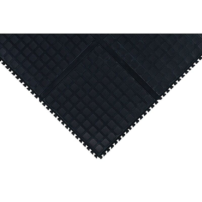 M + A Matting Hog Heaven 18" Modular Tile Anti-Fatigue Mat, 1.82' x 1.82', Black Corner (447103100) image 1