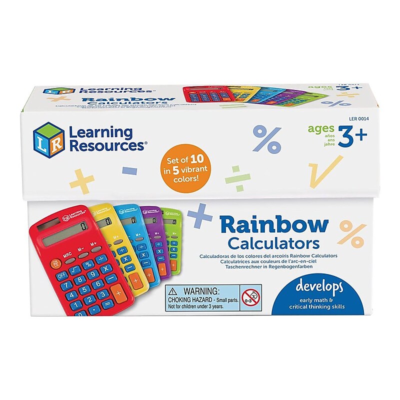 Learning Resources Rainbow 8-Digit Calculators, Assorted Colors, 10/Pack (LER0014) image 1