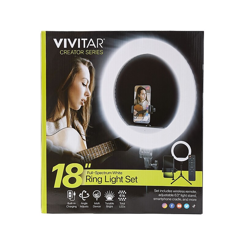 Vivitar Creator Series Ring Light Set, Black (VIVRL18KITPRO) image 1