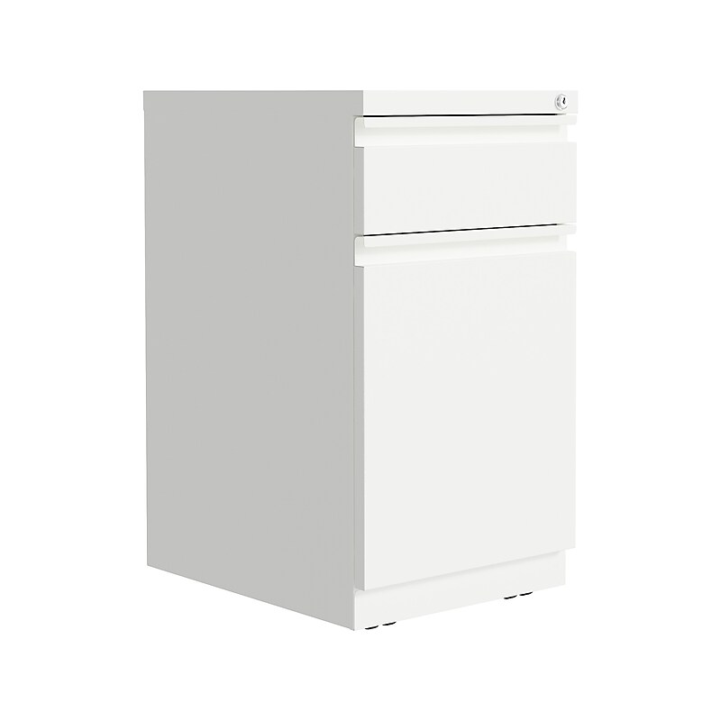 Hirsh 2-Drawer Mobile Vertical File Cabinet, Letter Size, Lockable, 27.75"H x 15"W x 19.88"D, White (25033) image 1