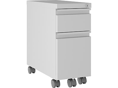 Hirsh HL10000 Series 2-Drawer Mobile Vertical File Cabinet, Letter/Legal Size, Lockable, Arctic Silver (24044)