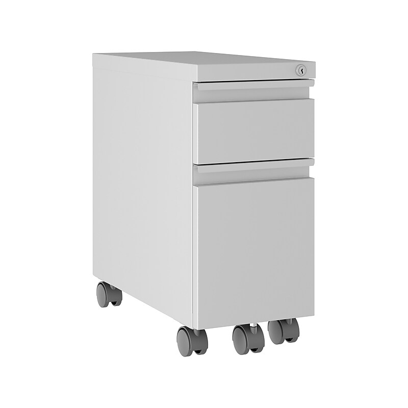 Hirsh HL10000 Series 2-Drawer Mobile Vertical File Cabinet, Letter/Legal Size, Lockable, Arctic Silver (24044) image 1