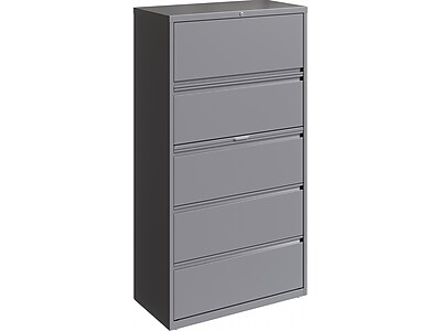 Hirsh HL10000 Series 5-Drawer Lateral File Cabinet, Locking, Letter/Legal, Arctic Silver, 36" (23747)