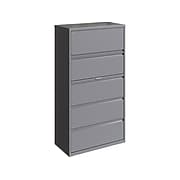 Hirsh HL10000 Series 5-Drawer Lateral File Cabinet, Locking, Letter/Legal, Arctic Silver, 36" (23747)
