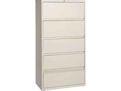Hirsh HL10000 Series 5-Drawer Lateral File Cabinet, Locking, Letter/Legal, Putty, 36" (17901)