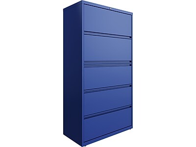Hirsh HL10000 Series 5-Drawer Lateral File Cabinet, Locking, Letter/Legal, Classic Blue, 36" (24260)