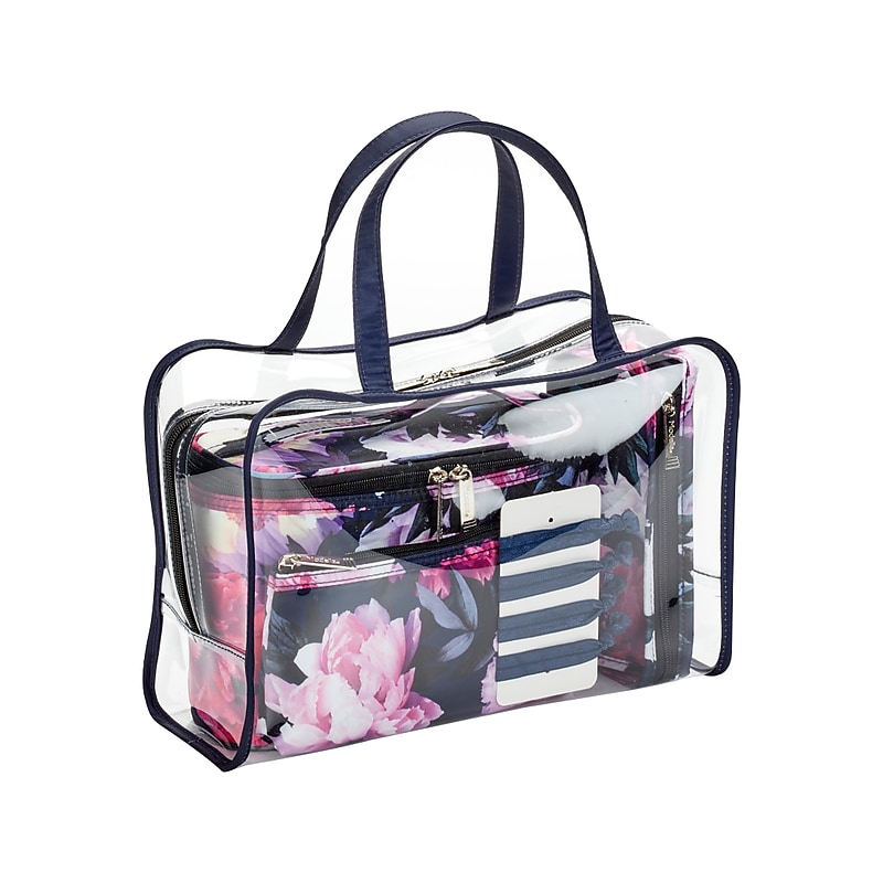 Modella Blockbuster Blue Floral PVC/Polyester 8-Piece Tote Set, Large (A28621) image 1