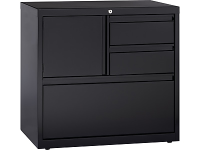 Hirsh HL8000 Series 3-Drawer Lateral File Cabinet, Locking, Letter/Legal, Black, 30" (19628)