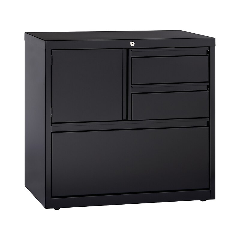 Hirsh HL8000 Series 3-Drawer Lateral File Cabinet, Locking, Letter/Legal, Black, 30" (19628) image 1