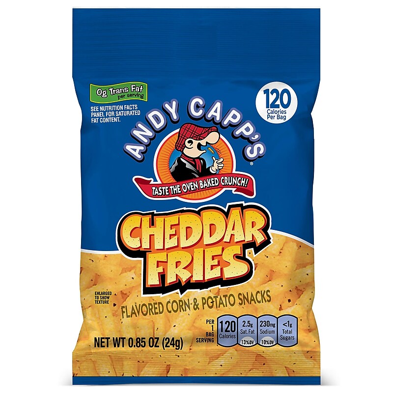 Andy Capp's Ceddar Fries Corn Chips, 0.85 oz., 72 Bags/Pack (209-00464) image 1