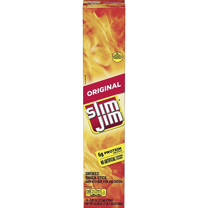 Slim Jim Original Smoked Beef Meat Stick, .97 oz., 24/Box (209-00657) image 1