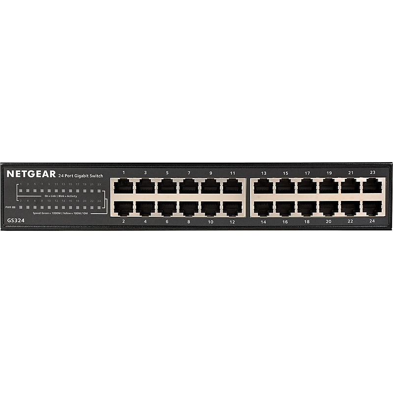 Netgear 300 Series 24-Port Gigabit Ethernet Unmanaged Switch, 10/100/1000 Mbps, Black (GS324-200NAS) image 1
