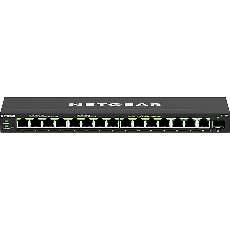 Netgear 300 Plus 16-Port Gigabit Ethernet Managed Switch, 10/100/1000 Mbps (GS316EPP-100NAS) image 1