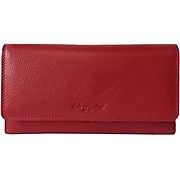 Club Rochelier Leather Clutch Wallet with Checkbook and Gusset, Red (DH4464-1RED)