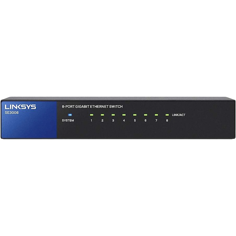 Linksys 8-Port Gigabit Ethernet Unmanaged Switch, Black (SE3008) image 1