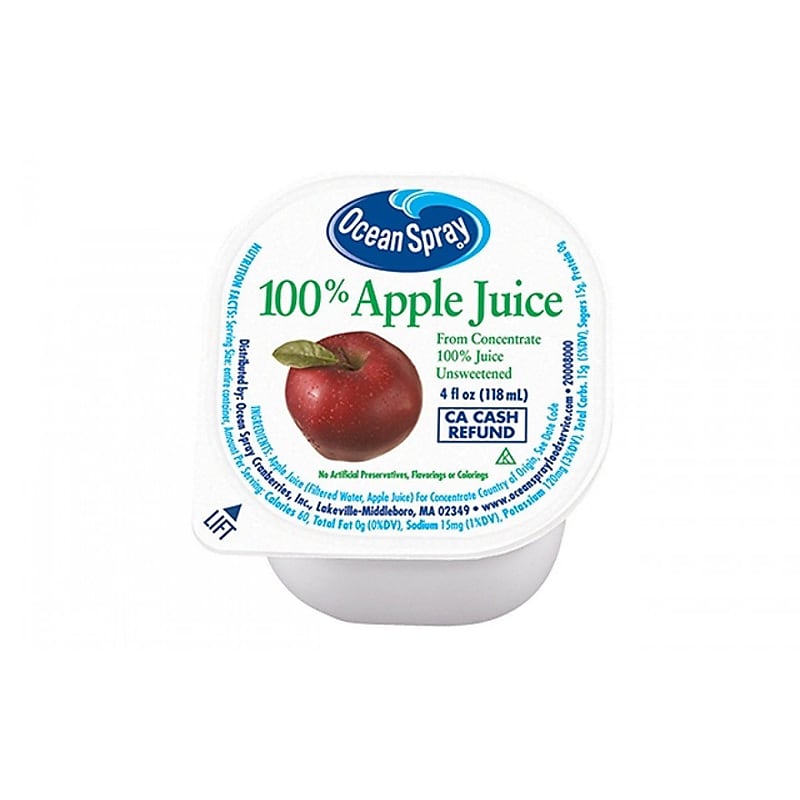 Ocean Spray 100% Apple Juice, 4 oz., 48/Case (00720) image 1