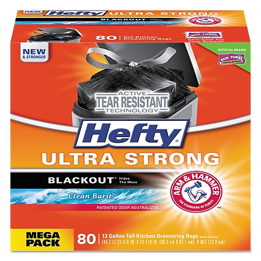 Hefty Ultra Strong 13 Gallon Scented Kitchen Trash Bag, 23.75 x