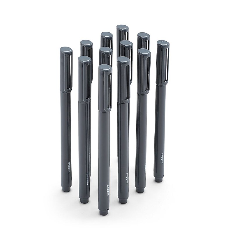 Poppin Dark Gray Signature Ballpoint Pen, Black Ink, Set of 100 (104601) image 1