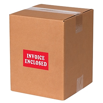 Staples® "Invoice Enclosed" Labels, Red/White, 3" x 2", 500/Rl