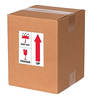 Tape Logic Labels, "Keep Dry Fragile", 3" x 4", Red/White/Black, 500/Roll (DL2152)