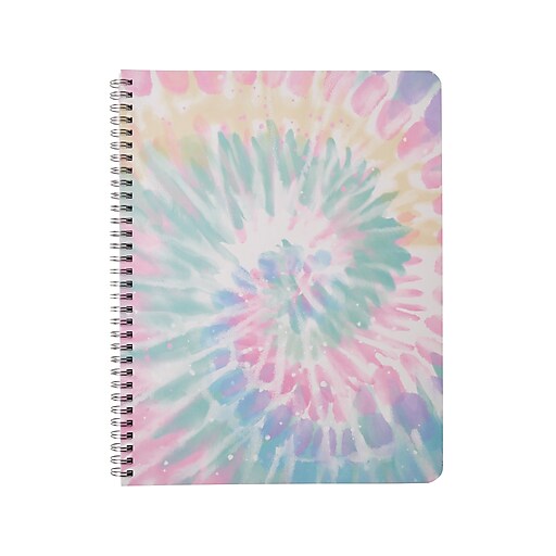 Eccolo Subject Notebook, 8.5" x 11", College-Ruled, 80 Sheets, Assorted Pastel Tie-Dye Designs (ST820G)