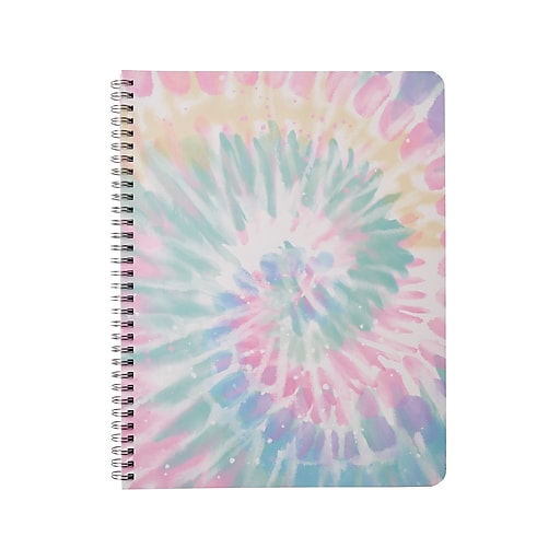 Eccolo Subject Notebook, 8.5" x 11", College-Ruled, 80 Sheets, Assorted Pastel Tie-Dye Designs (ST820G)