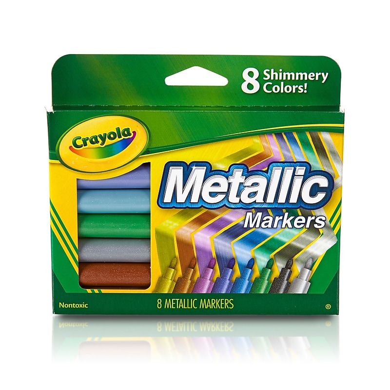 Crayola Metallic Markers, Conical Tip, Assorted, 8/Pack (58-8628) image 1