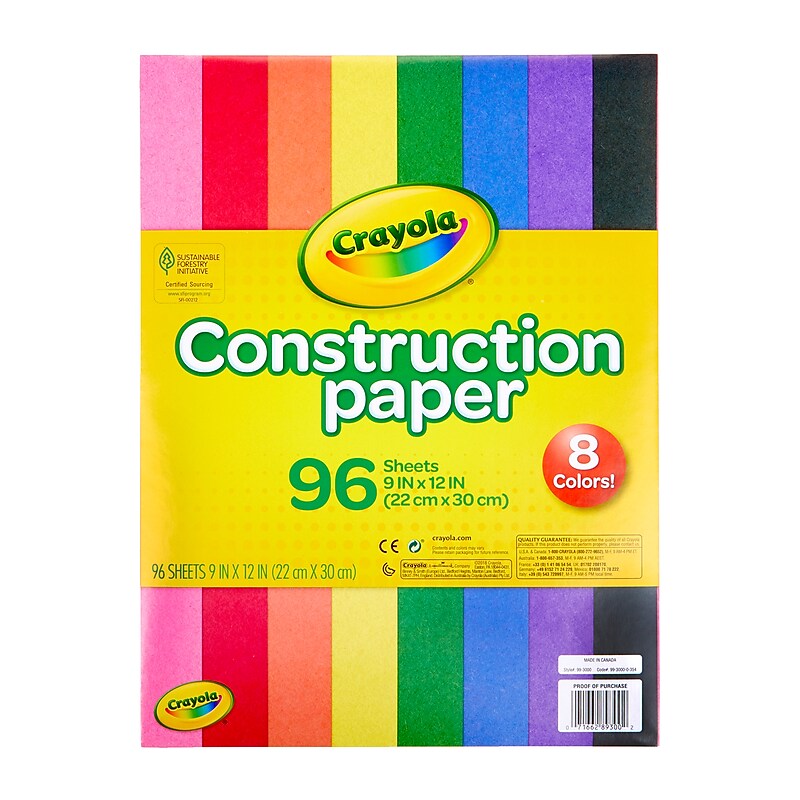 Crayola 12" x 9" Construction Paper, Assorted Colors, 96 Sheets/Pack (993000) image 1