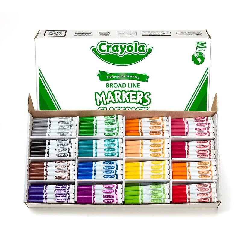 Crayola Markers Classpack, Broad Line, 16 Assorted Colors, 256/Box