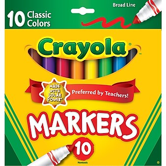 Crayola Kid's Markers, Broad Line, Assorted Colors, 10/Pack (58-7722)
