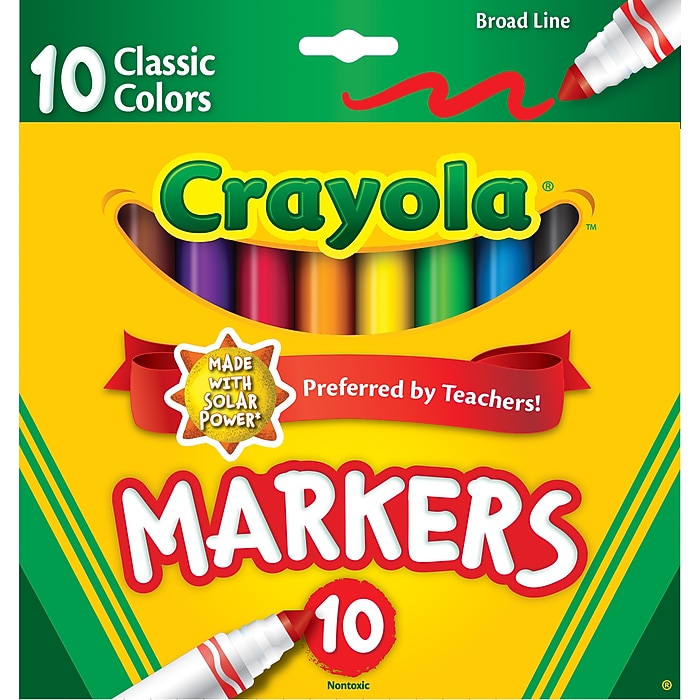 Crayola Kid's Markers, Broad Line, Assorted Colors, 10/Pack (58