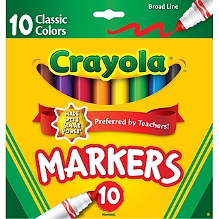 Crayola Kid's Markers, Broad Line, Assorted Colors, 10/Pack (58-7722)~#|#~sp127455488_sc7
