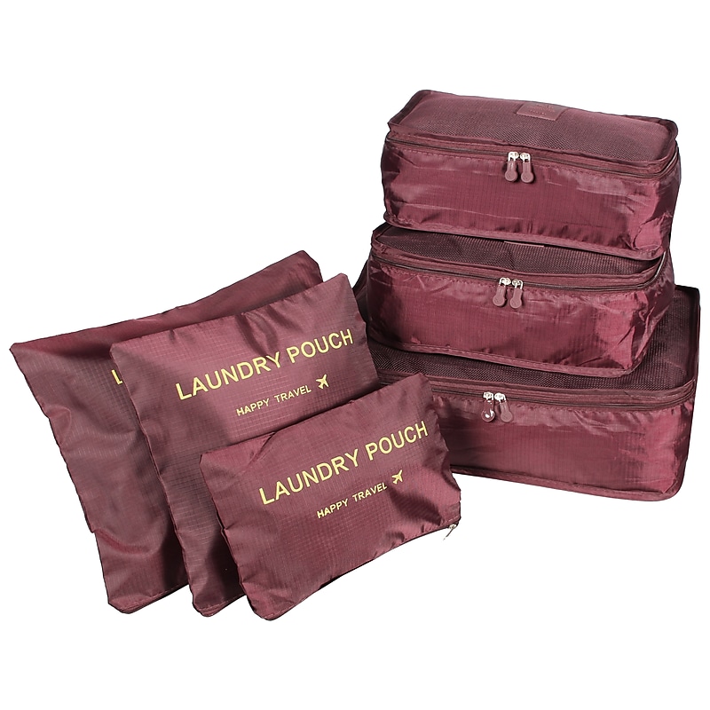 Nicci 6-Piece Fabric Travel Organizer, Wine (CBM002L-WINE) image 1