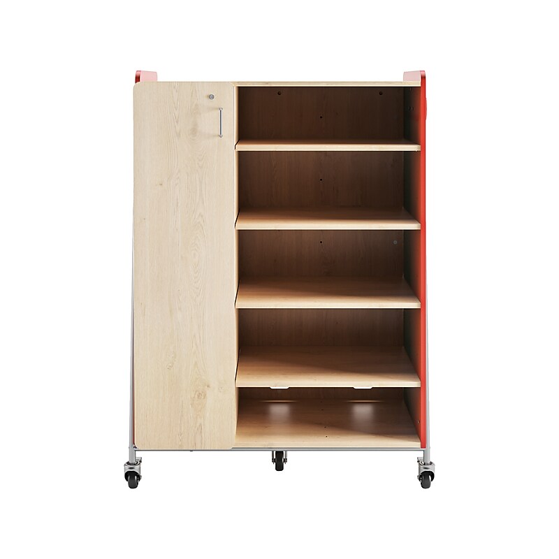 Safco Whiffle Typical 4 60" x 43" Particle Board Triple-Column Mobile Storage, Red (3924RED) image 1
